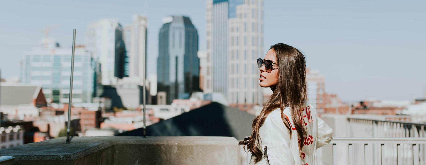 a woman on a rooftop