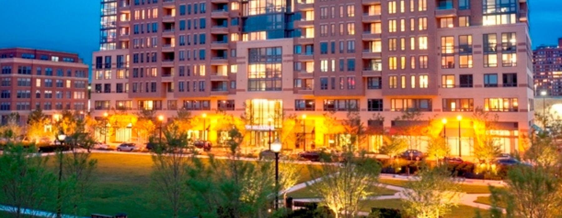 a multi-story building with many windows